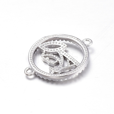 Brass Micro Pave Clear Cubic Zirconia Links connectors ZIRC-L085-73P-1