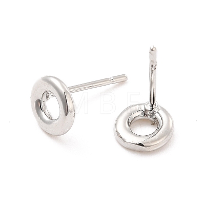Brass Hollow Out Initial Letter Stud Earrings for Women EJEW-A044-01P-O-1
