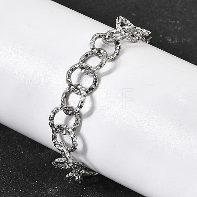 Textured 304 Stainless Steel Rolo Chain Bracelets for Women BJEW-A157-01P-1