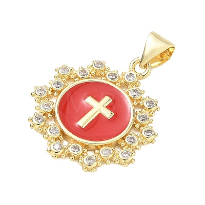 Religion Cross Brass Micro Pave Clear Cubic Zirconia Pendants CU-CBA83A6-03D-G-1