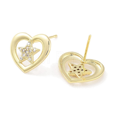 Brass Micro Pave Clear Cubic Zirconia Studs Earring for Women EJEW-S217-A06-1