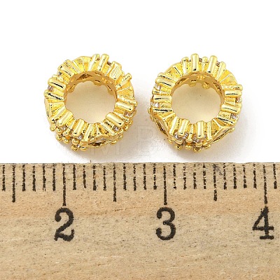 Rack Plating Brass Micro Pave Clear Cubic Zirconia European Beads KK-L215-012G-1