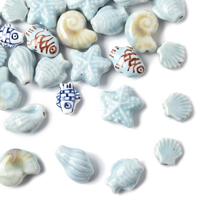 Glazed Porcelain Beads Strands PORC-FS0001-13-1