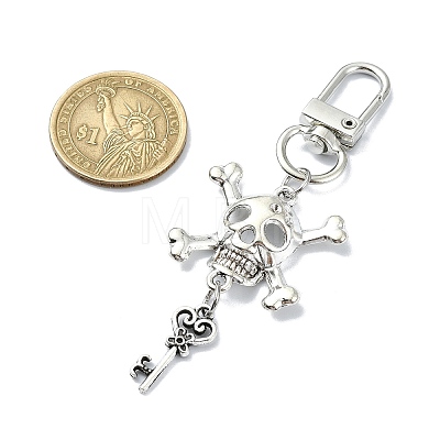 Halloween Skull & Key Alloy Pendant Decorations HJEW-JM02219-1