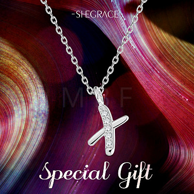 SHEGRACE Rhodium Plated 925 Sterling Silver Initial Pendant Necklaces JN920A-1