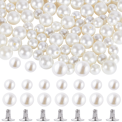 Gorgecraft 100 Sets 2 Style ABS Imitation Pearl Garment Rivets FIND-GF0005-20-1