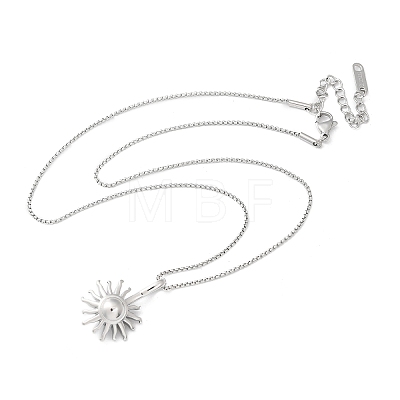 304 Stainless Steel Sunflower Pendant Box Chain Necklaces for Women NJEW-R011-01P-1