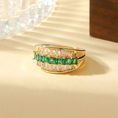 Brass Micro Pave Cubic Zirconia Finger Rings for Women WG07BF8-01-1