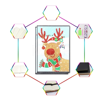 DIY Christmas Theme Diamond Painting Notebook Kits XMAS-PW0001-108A-1