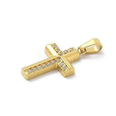 Ion Plating(IP) 304 Stainless Steel Micro Pave Cubic Zirconia Pendants STAS-Z107-08G-06-1