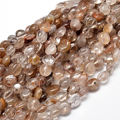 Natural Rutilated Quartz Gemstone Nuggets Bead Strands X-G-J336-28-1