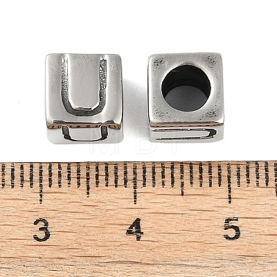 304 Stainless Steel Large Hole Letter European Beads STAS-H428-01AS-U-1