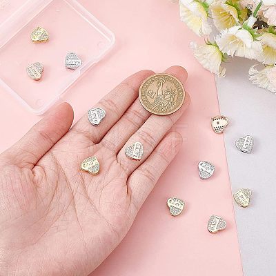 12Pcs 3 Colors Brass Micro Pave Clear Cubic Zirconia Slide Charms KK-FH0002-83-1