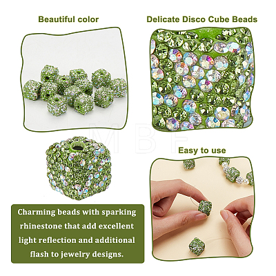 Olycraft 10Pcs Rhinestone Clay Pave Glass Beads FIND-OC0003-18-1