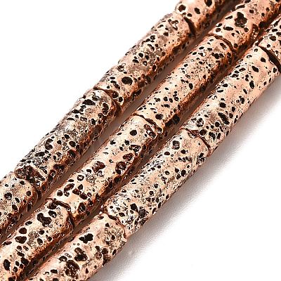 Electroplated Natural Lava Rock Beads Strands G-G984-02R-1