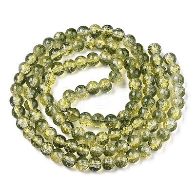 Two-Tone Crackle Baking Painted Transparent Glass Beads Strands CCG-T004-8mm-01-1