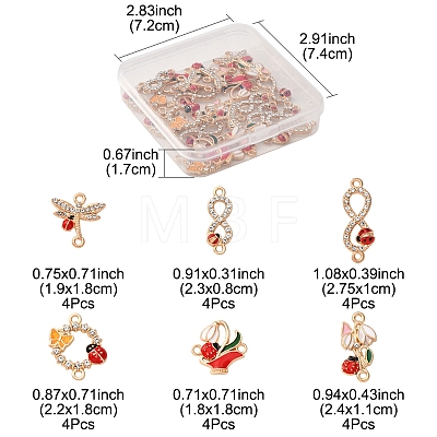 24Pcs 6 Styles Alloy Enamel Links Connector Charms ENAM-FS0002-91-1