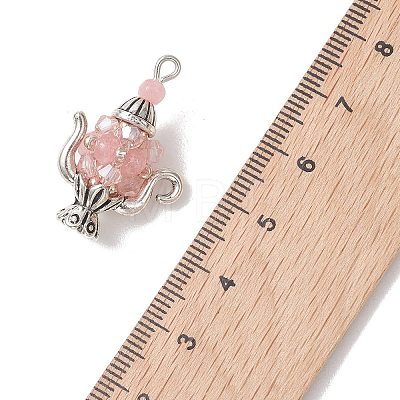 Glass Seed Beaded Pendants PALLOY-MZ01273-02-1