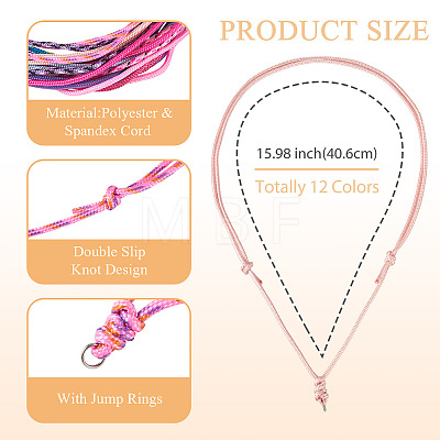 12Pcs 12 Colors Polyester & Spandex Cord Necklace Making AJEW-TAC00071-1