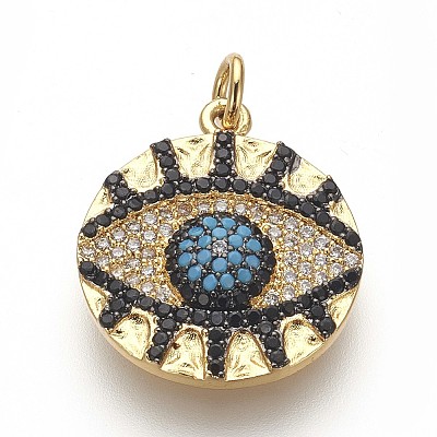 Brass Micro Pave Cubic Zirconia Pendants X-KK-P156-21G-NR-1