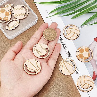 20Pcs 5 Styles Hollow Wooden Pendants WOOD-CA0001-54-1