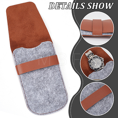 Portable PU Leather & Felt Single Watch Pouch Storage Bags ABAG-WH0248-501B-1