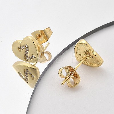 Rack Plating Brass Micro Pave Clear Cubic Zirconia Stud Earrings EJEW-K299-01G-Z-1