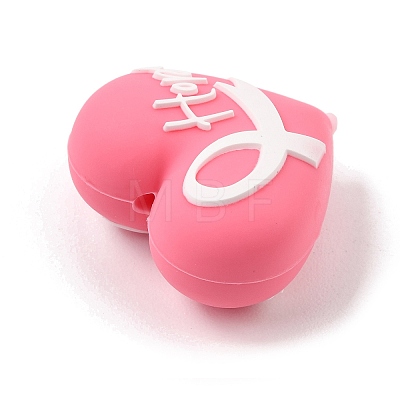Breast Cancer Awareness Pink Ribbon Theme Silicone Beads SL-CBA6E7F-01C-1