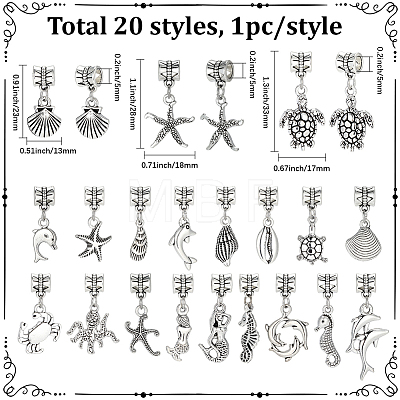 20Pcs Alloy European Dangle Charms PALLOY-BM00019-1