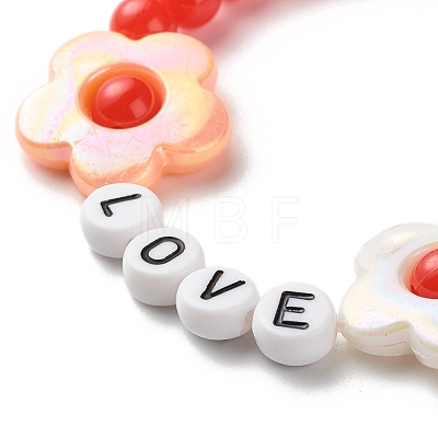 Love Flower Beads Stretch Bracelet for Kid BJEW-JB06954-1