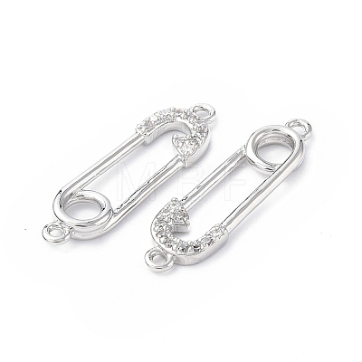 Eco-Friendly Rack Plating Brass Micro Pave Clear Cubic Zirconia Connector Charms KK-F845-04P-1