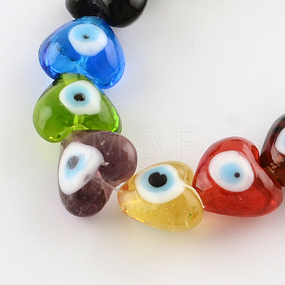 Heart Evil Eye Lampwork Bead Strands LAMP-R119-M-1