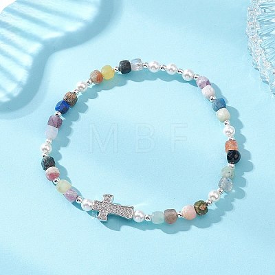 Natural Mixed Gemstone Beaded Stretch Bracelets for Women BJEW-JB13199-01-1