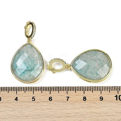 Natural Amazonite Faceted Teardrop Pendants G-B126-04G-04-1