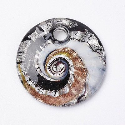 Handmade Silver Foil Glass Pendants X-FOIL-E103-02A-1