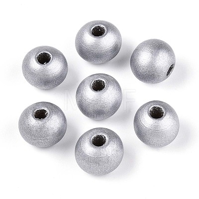 Spray Painted Round Natural Schima Wood Beads WOOD-A018-12mm-03-1