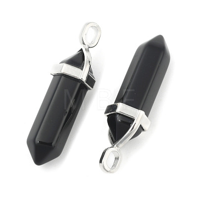Natural Black Obsidian Double Terminated Pointed Pendants G-F295-04K-1