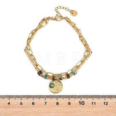 Bohemian 304 Stainless Steel Chain & Natural & Synthetic Gemstone Beads Double Layers Bracelets BJEW-C150-01D-G-1