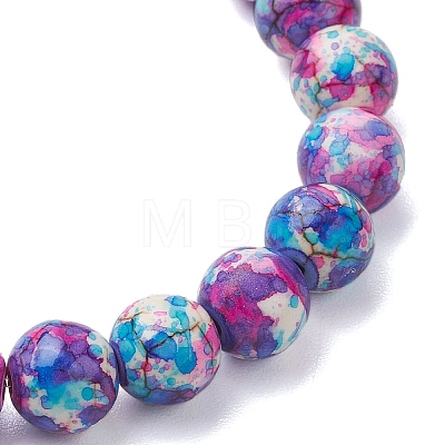 Round Dyed Synthetic Turquoise Beads Stretch Bracelets for Women BJEW-JB10608-1