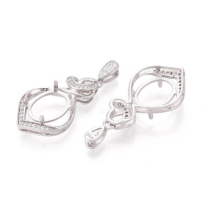 925 Sterling Silver Micro Pave Cubic Zirconia Pendants Claw Cabochon Settings STER-N016-49P-1