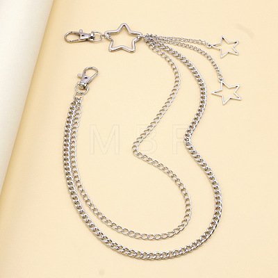 Iron Double Layer Curb Chain Hollow Star Char Pants Chains for Men Women WGF9380-01-1
