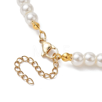 White Glass Pearl Beaded Necklaces NJEW-JN04652-02-1