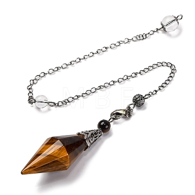 Natural Tiger Eye Rhombus Faceted Poined Dowsing Pendulums G-Q184-05H-AS-1