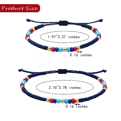 4Pcs 4 Style Glass Seed Braided Bead Bracelets and Anklets Set SJEW-SW00003-02-1
