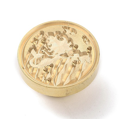 Golden Plated Brass Wax Sealing Stamp Head KK-K363-01G-11-1