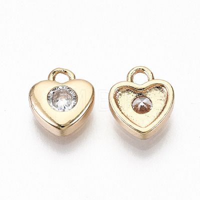 Brass Micro Pave Cubic Zirconia Charms X-KK-S359-046-RS-1