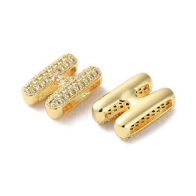 Rack Plating Brass Micro Pave Cubic Zirconia Slide Charms KK-C084-34G-H-1