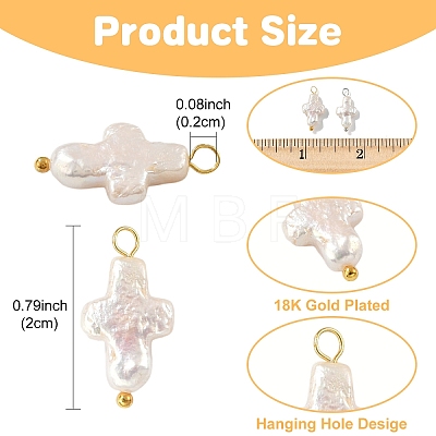 10Pcs 2 Styles Natural Keshi Pearl Cross Pendants PALLOY-YW032-1