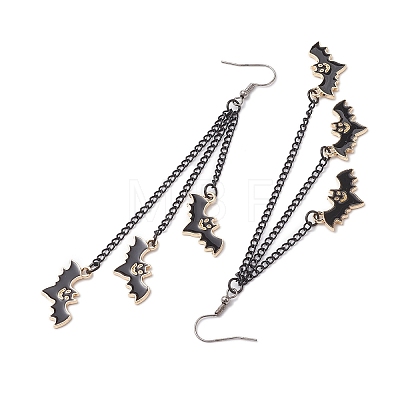 Halloween Themed Bat Alloy Enamel Dangle Earrings EJEW-JE06071-1