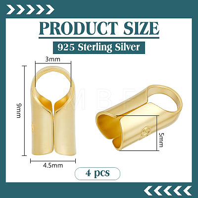 4Pcs Column Sterling Silver Cord Ends STER-BC0004-47G-1